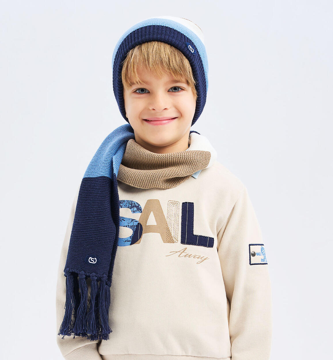 Cappello e sciarpa da bambino BLU Sarabanda