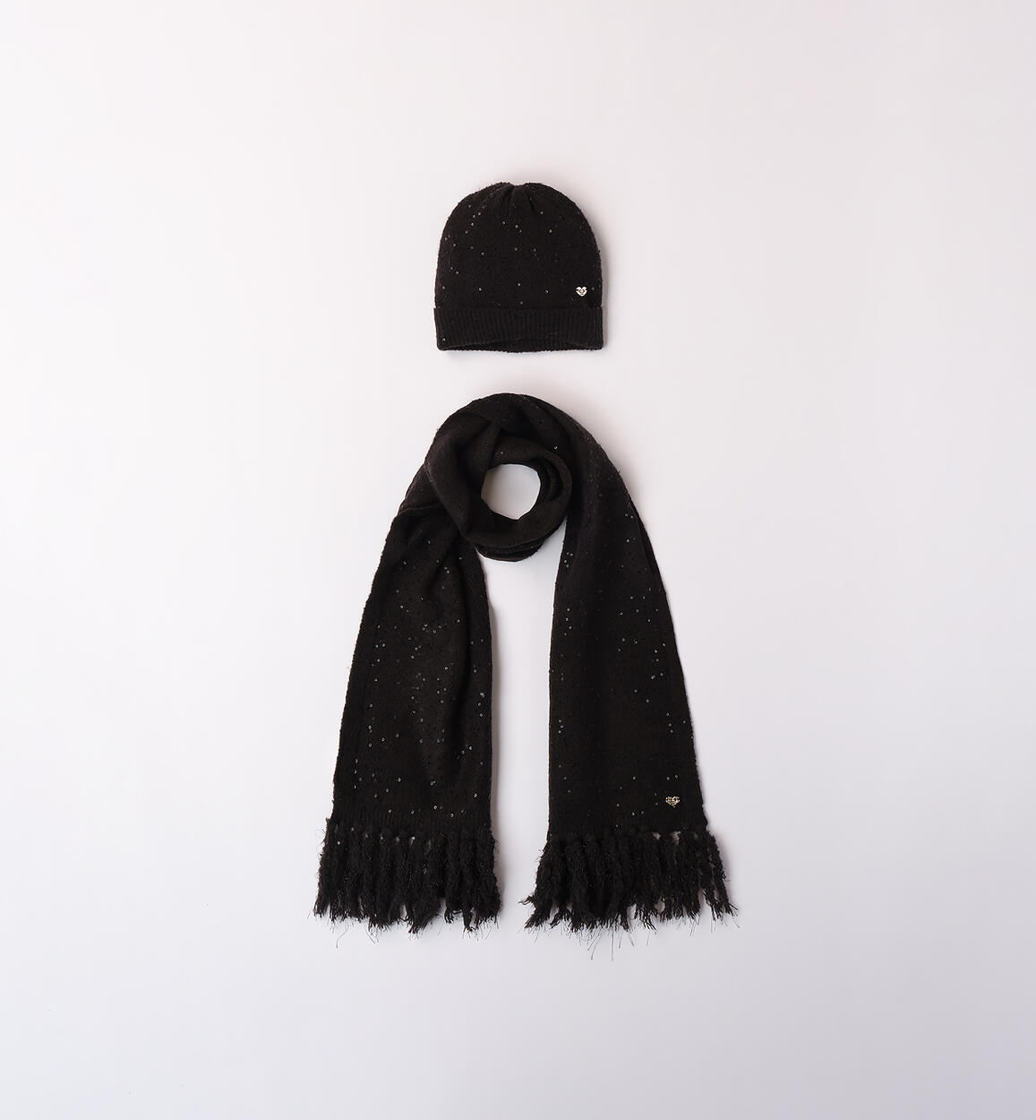 Cappello e sciarpa ragazza NERO Sarabanda
