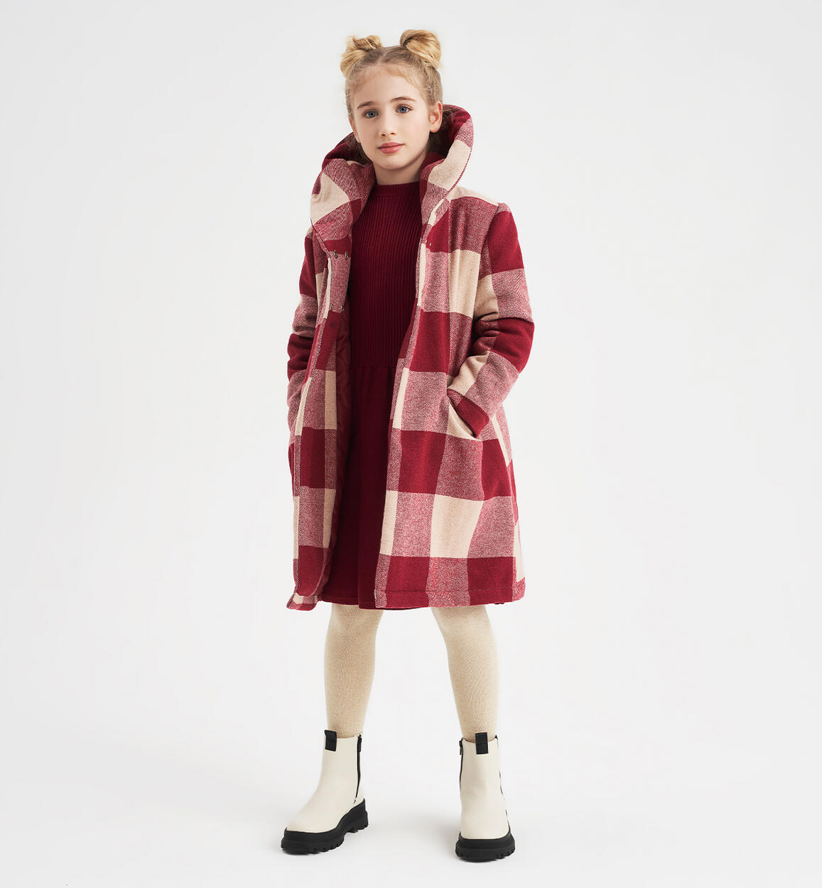 Check patterned girl coat  from 8 to 16 years by iDO PINK iDO