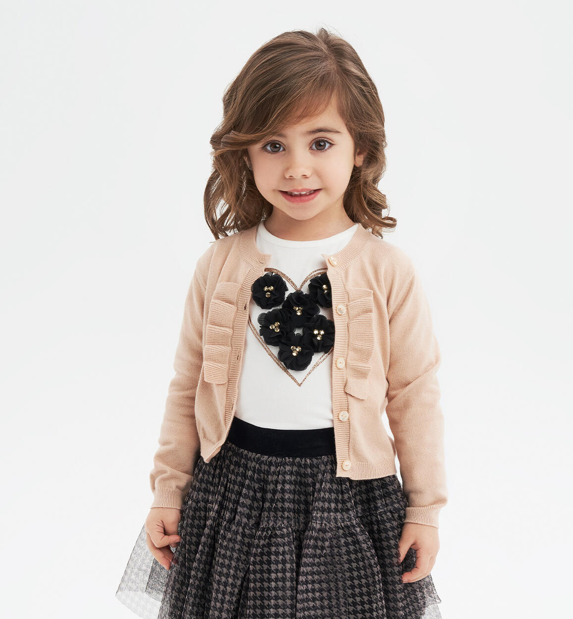iDO cardigan with ruffles for girls aged 9 months to 8 years BEIGE iDO
