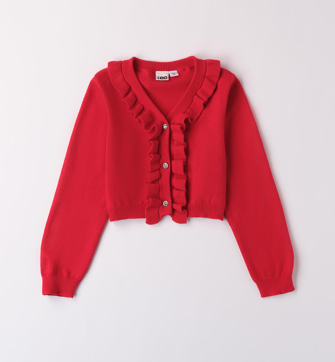 Cardigan bambina con ruches ROSSO iDO