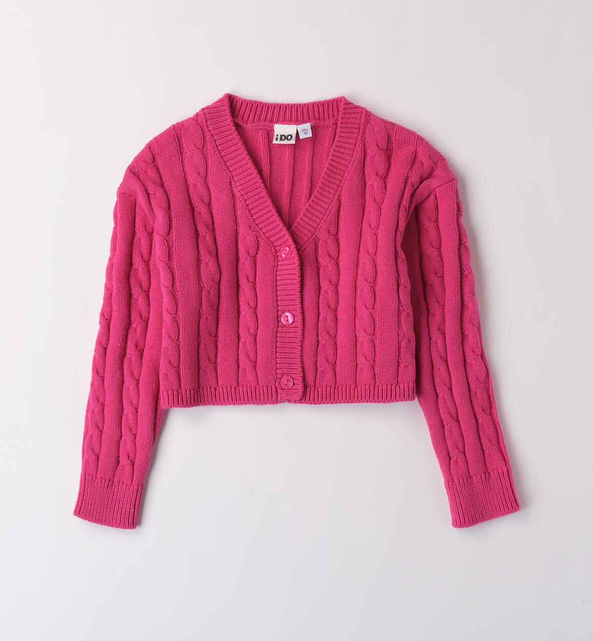 Cardigan bambina con trecce FUCSIA iDO