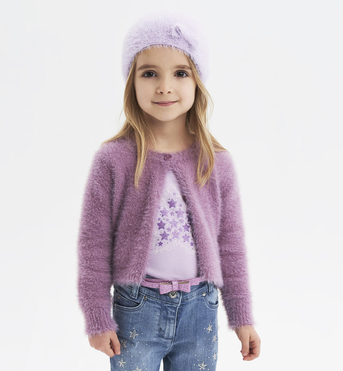 iDO lurex cardigan for girls aged 9 months to 8 years VIOLET iDO
