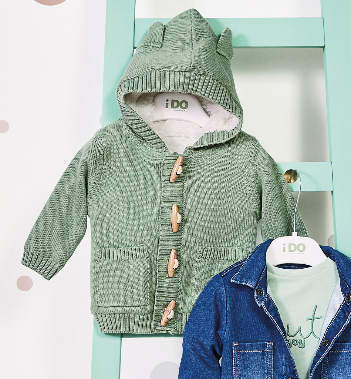 Cardigan invernale neonato VERDE iDO
