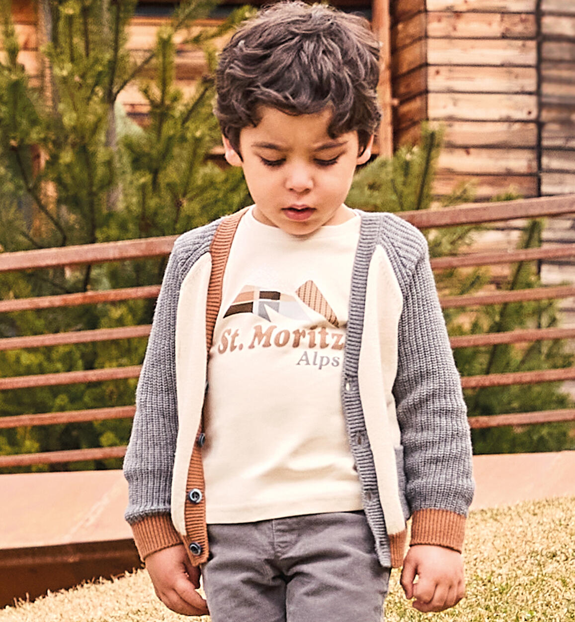 Cardigan per bambino bicolor BEIGE Sarabanda