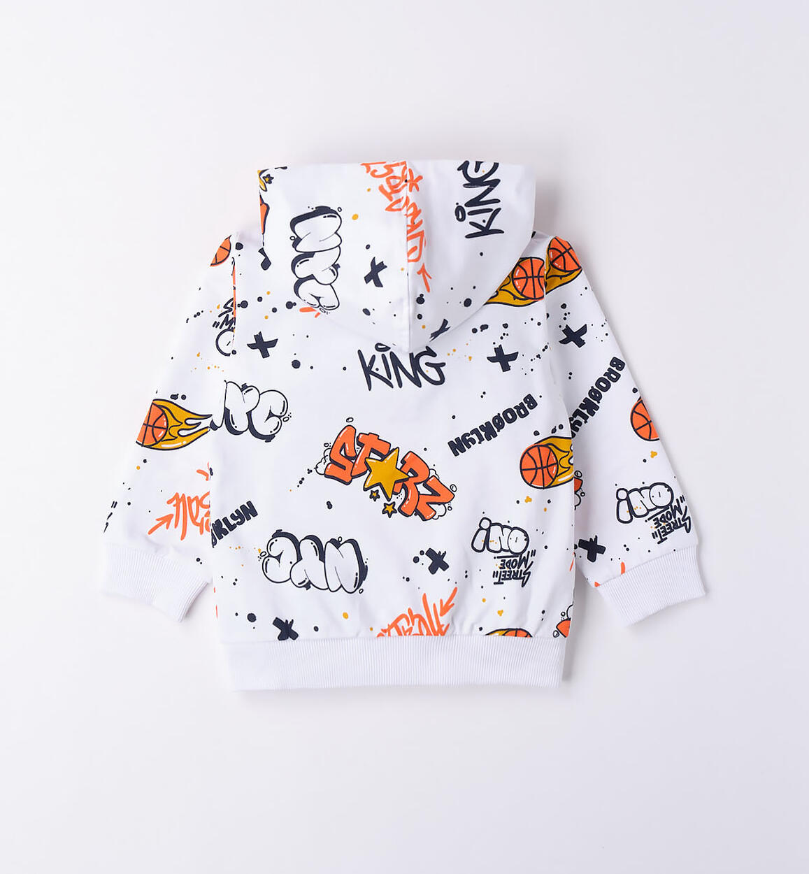 Colorata felpa bambino con cappuccio BIANCO-BLU-6V90