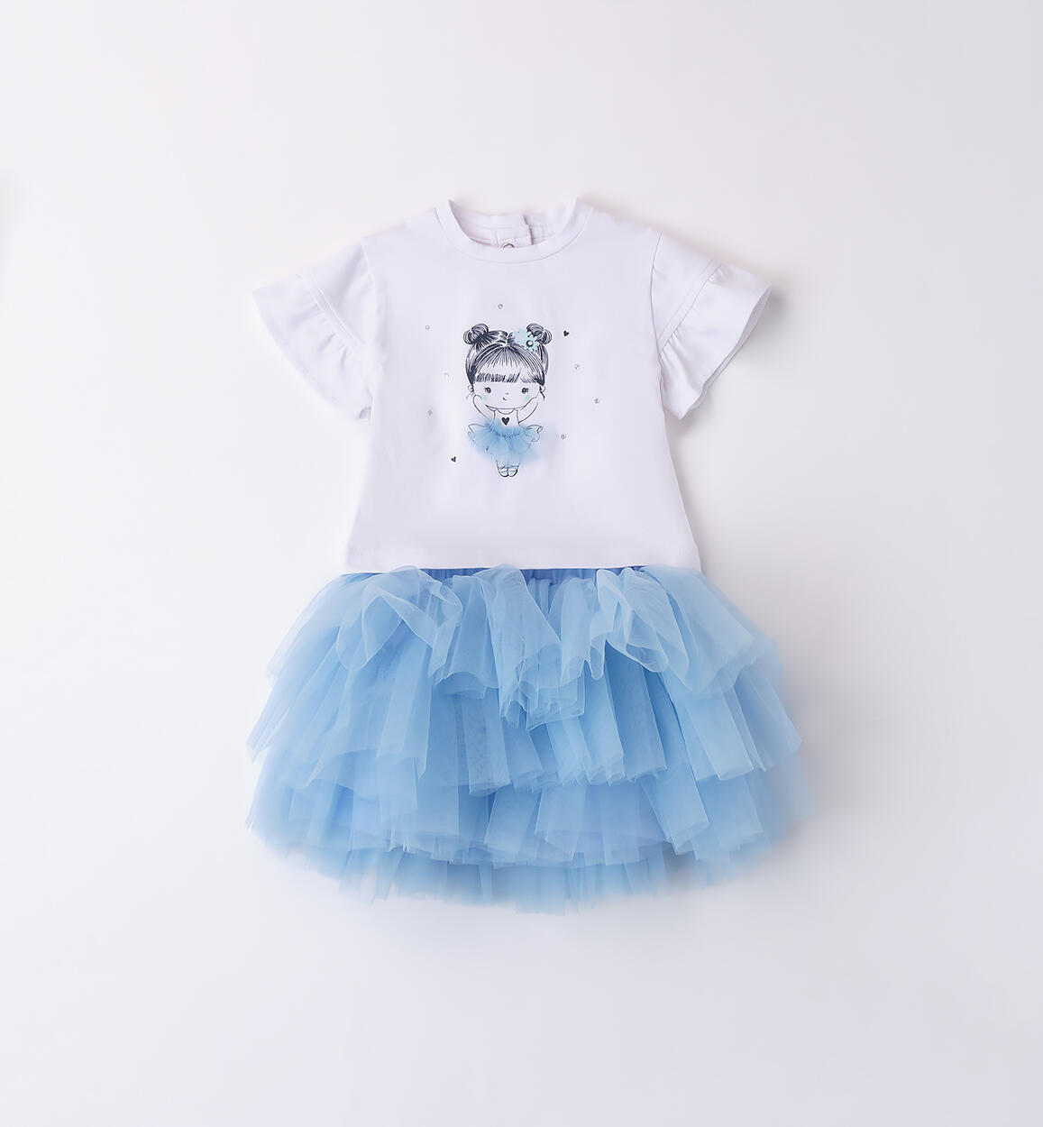 Completino con gonna bimba AZZURRO iDO