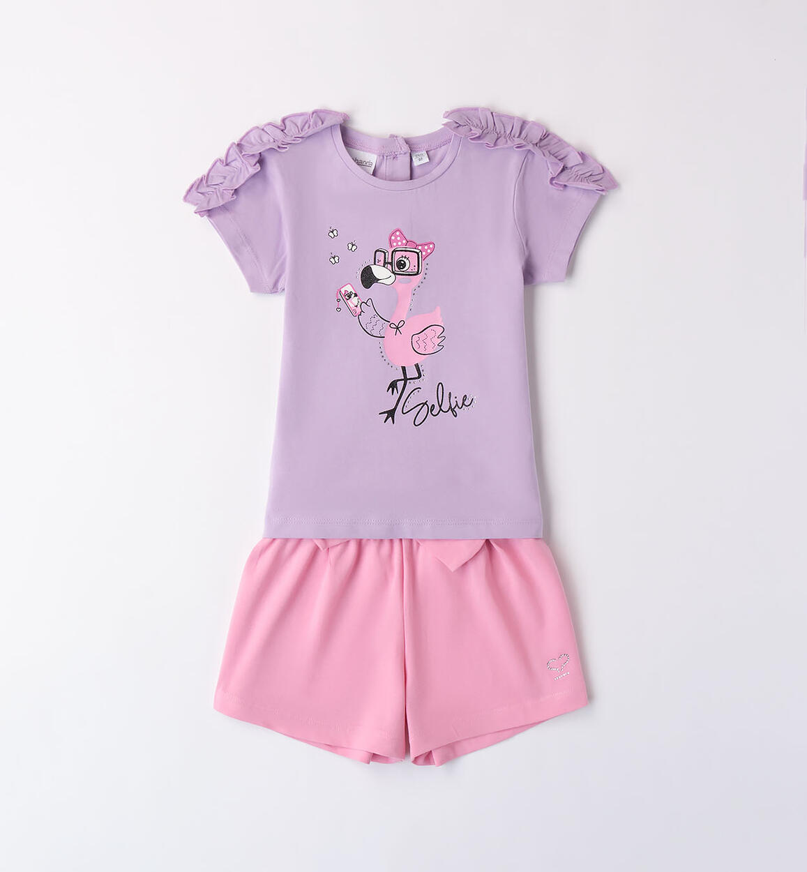 Completino estivo bambina con fenicottero VIOLA Sarabanda