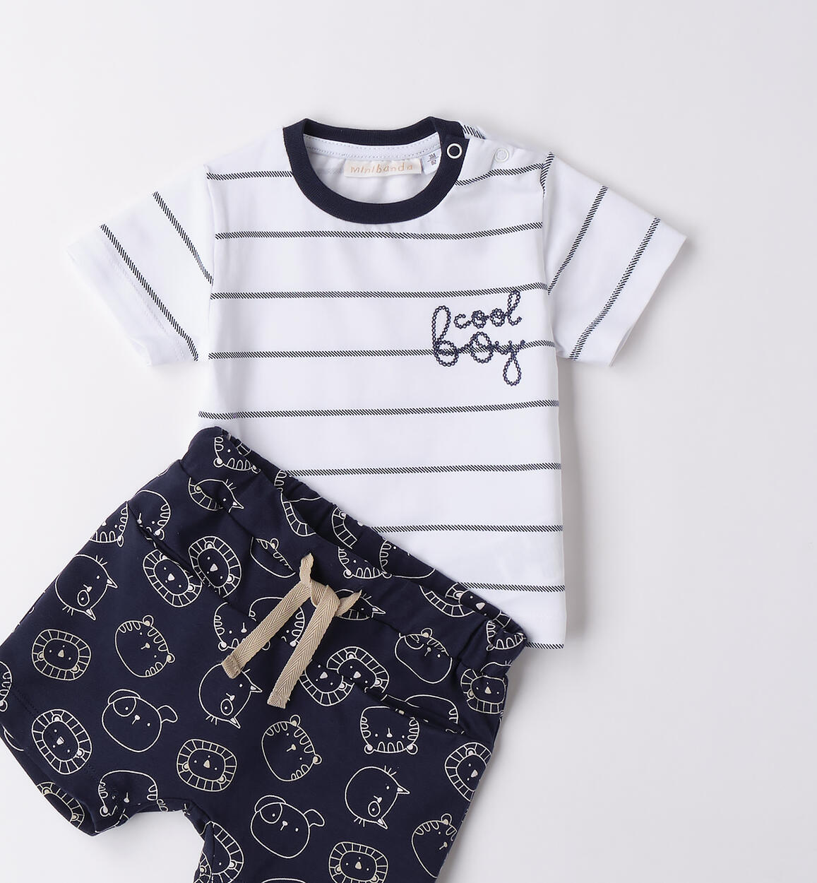 Completo 2 pezzi neonato BIANCO-BLU-6BEU - 0273B67800