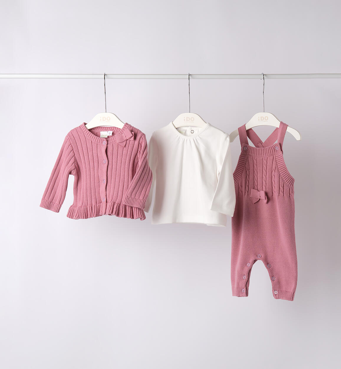 Completo 3 pezzi da neonata ROSA iDO