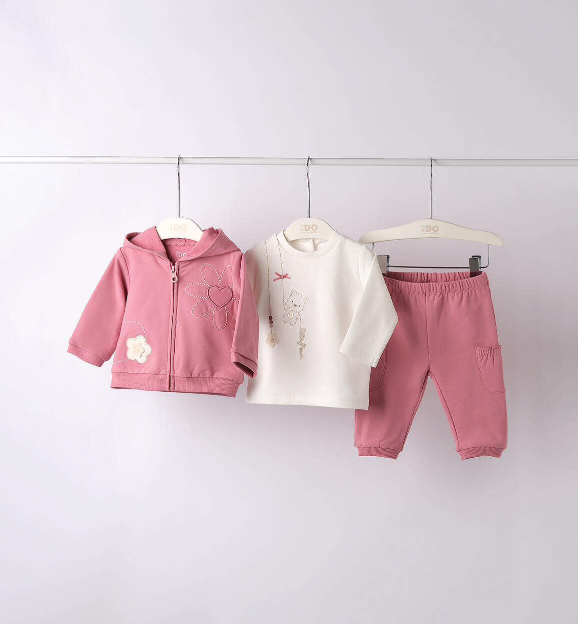 Completo 3 pezzi neonata ROSA iDO