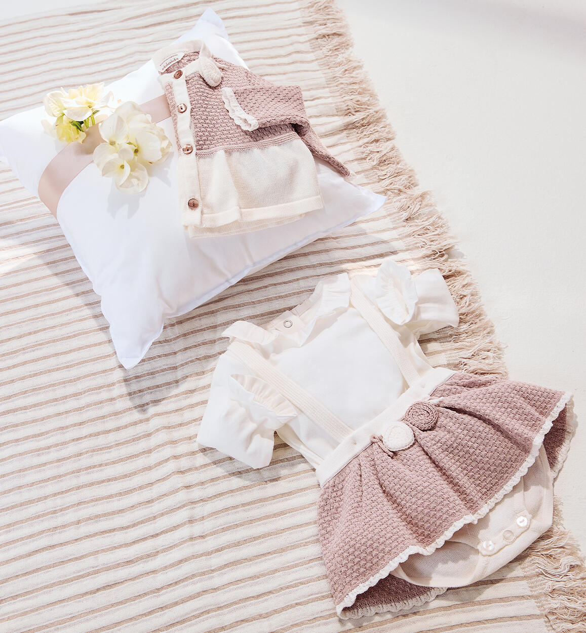 Completo 3 pezzi neonata BEIGE Minibanda