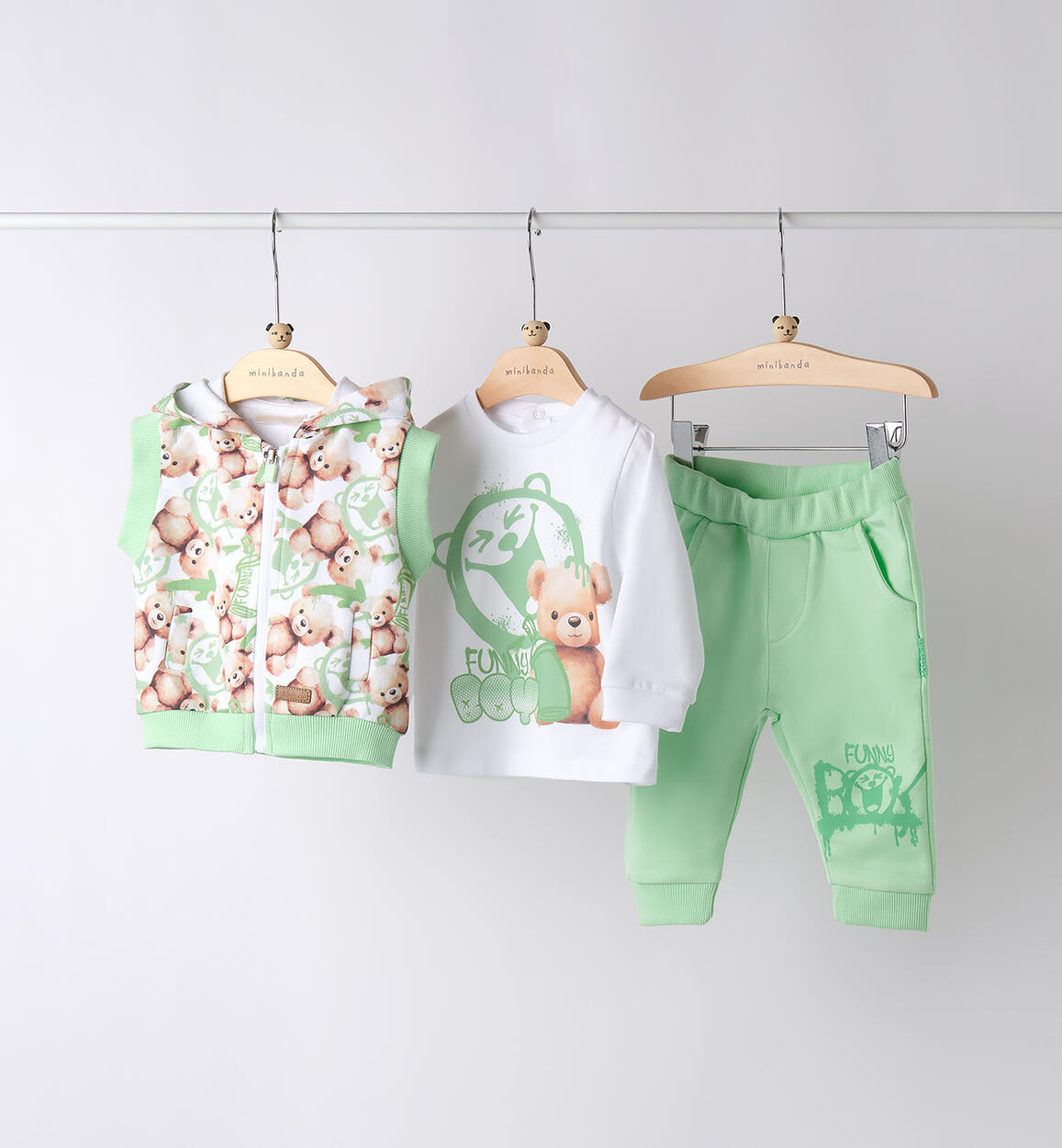 Completo 3 pezzi neonato VERDE Minibanda