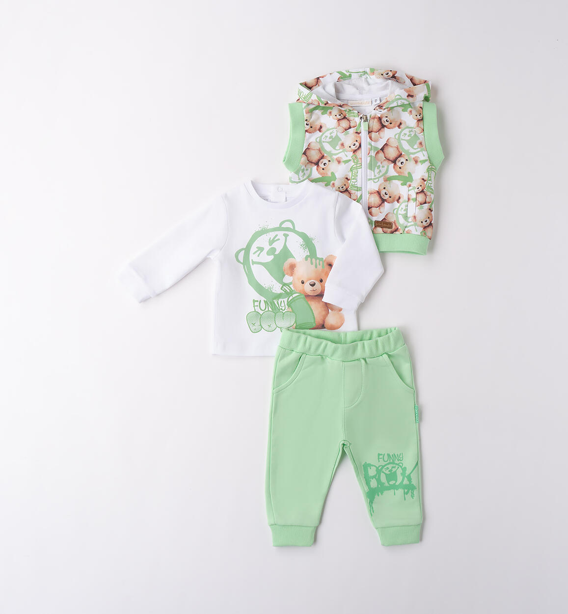 Completo 3 pezzi neonato BIANCO-VERDE-6BEQ - 0263B64000