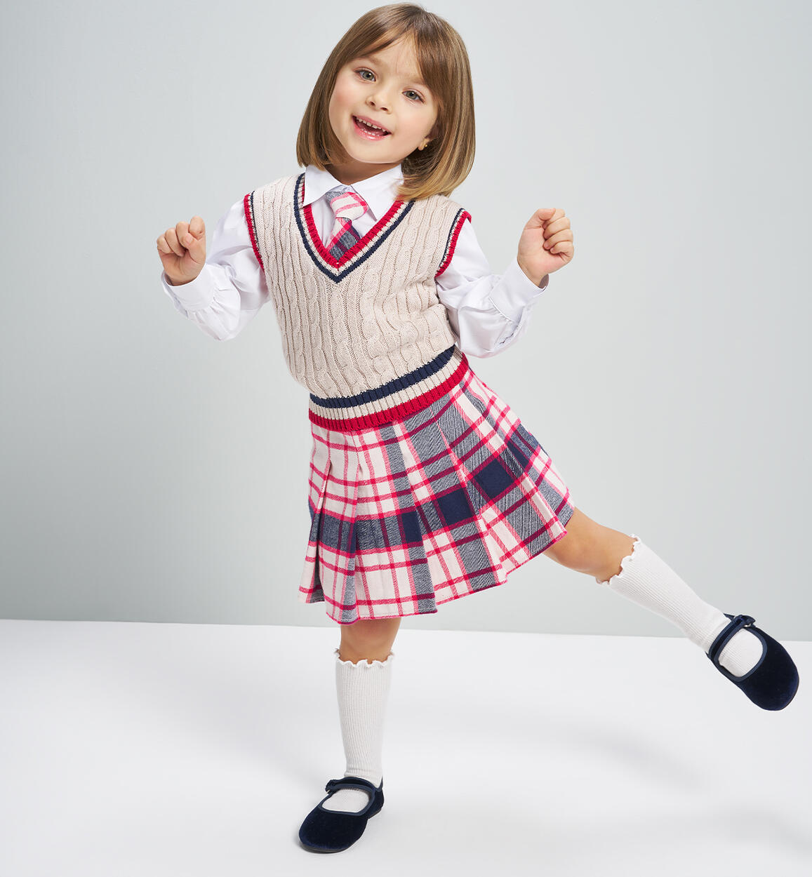 Completo bambina con cravatta BIANCO iDO