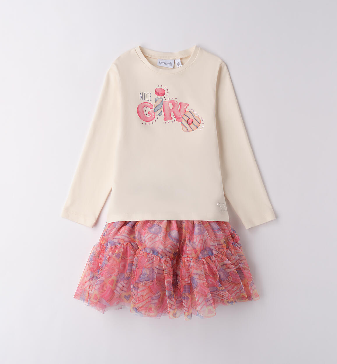 Completo bambina con gonna CREMA-0921 - 1860F24500