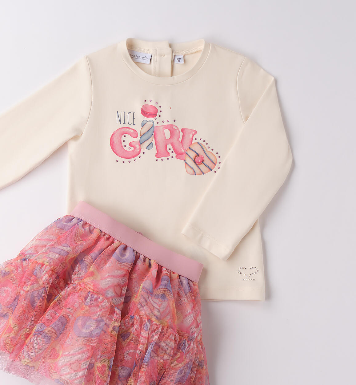 Completo bambina con gonna CREMA-0921 - 1860F24500