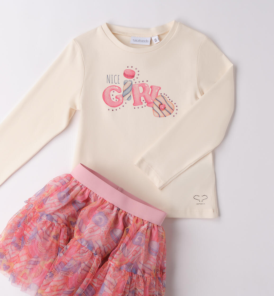 Completo bambina con gonna CREMA-0921 - 1860F24500