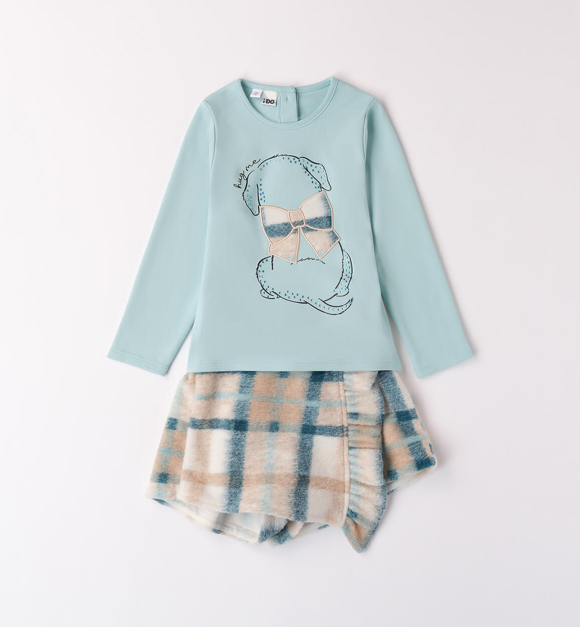 Completo bambina con pantaloncini VERDE iDO