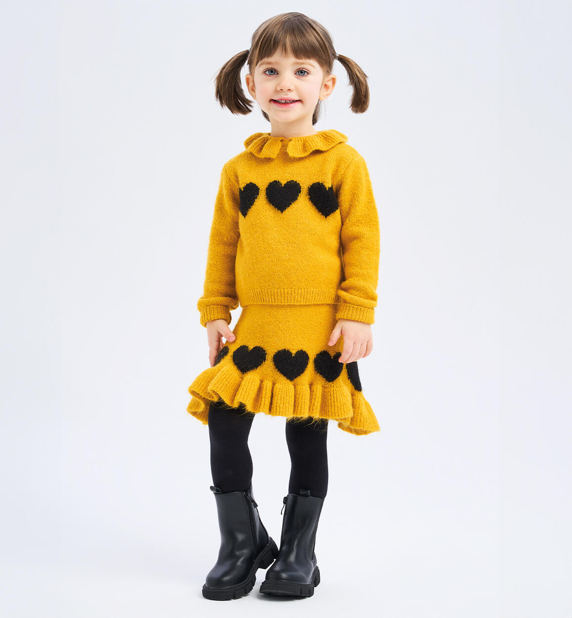 Completo bambina in tricot GIALLO Sarabanda
