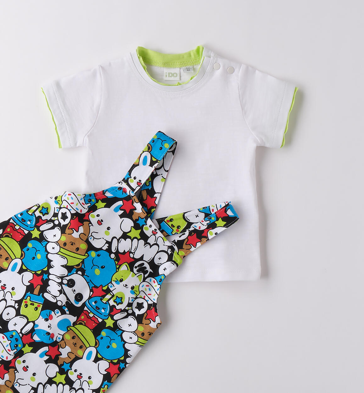 Completo bimbo con salopette GIALLO-TURCHESE-6BDR - 0274B15500