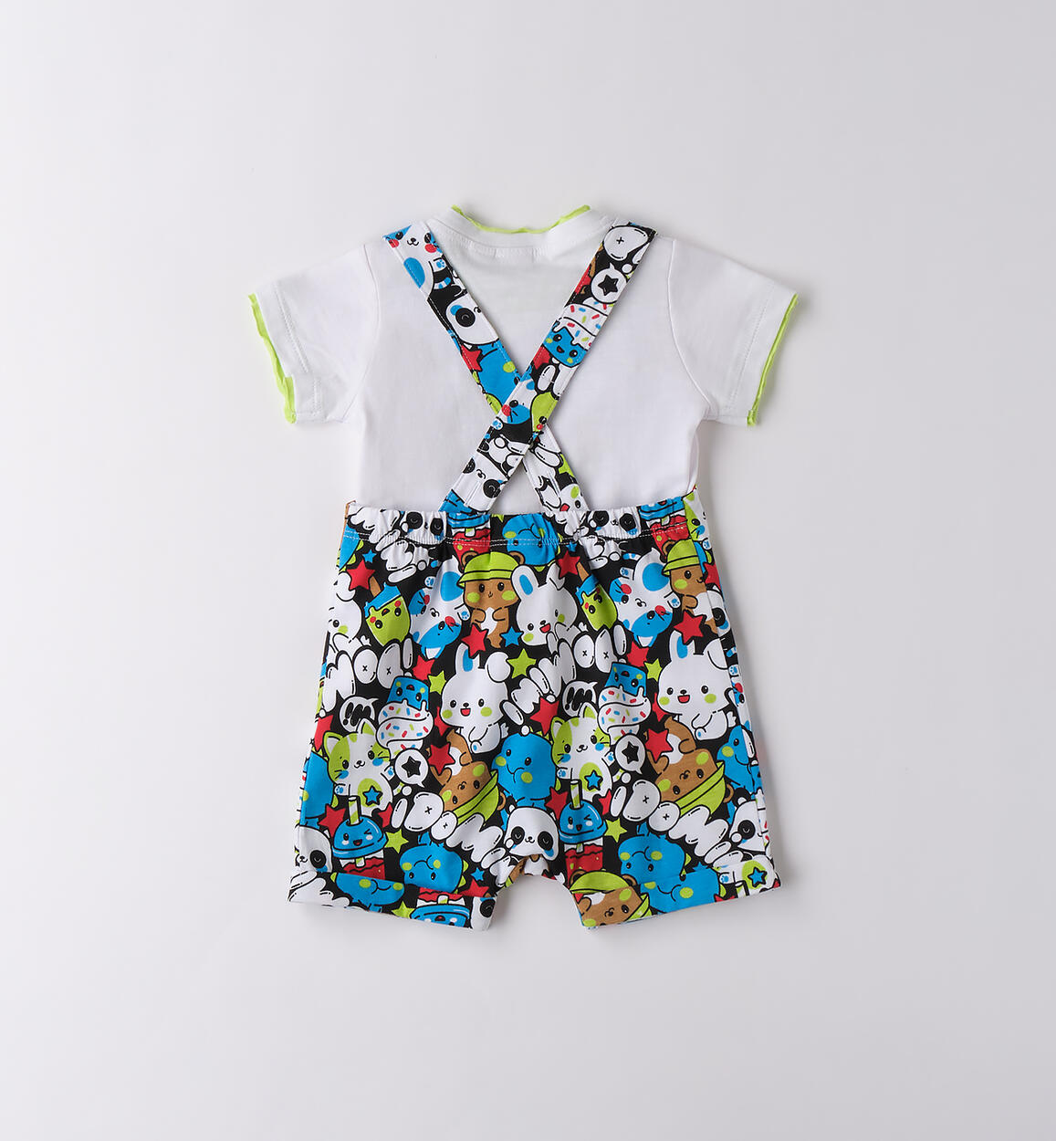 Completo bimbo con salopette GIALLO-TURCHESE-6BDR - 0274B15500