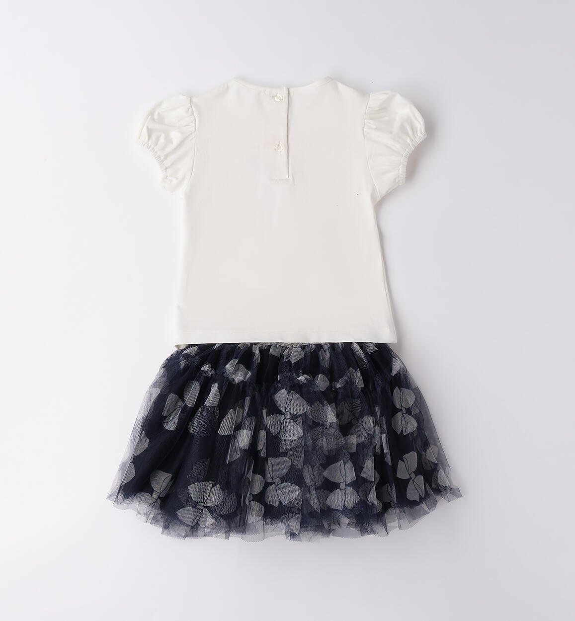 Completo con fiocco per bambina BLU-BIANCO-6BHW - 1044B30500