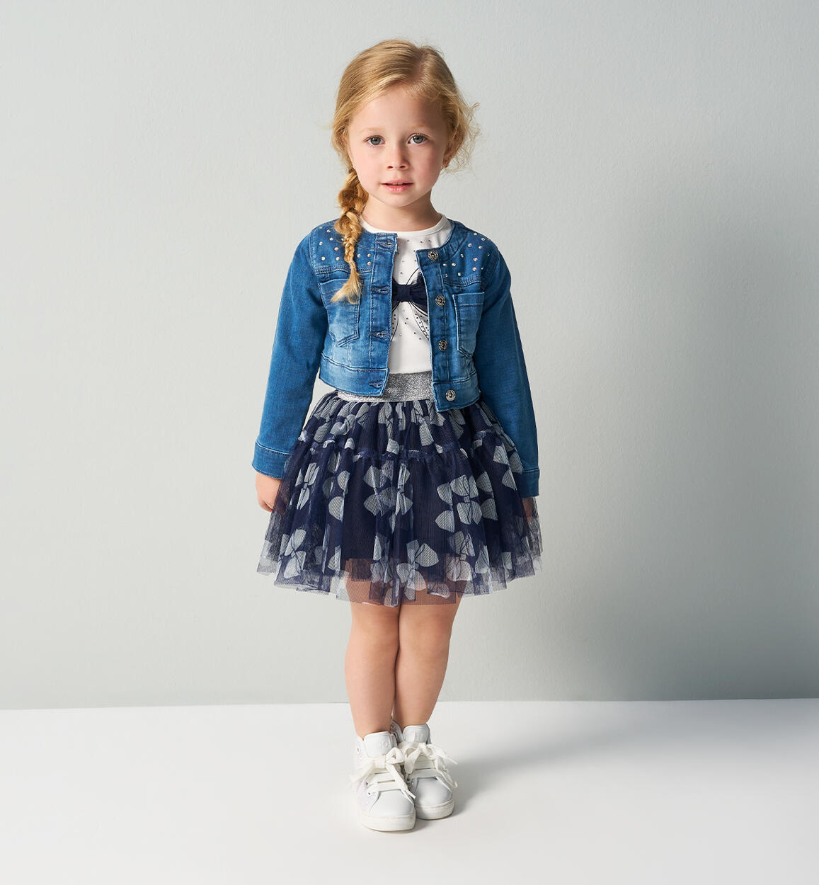 Completo con fiocco per bambina BIANCO iDO