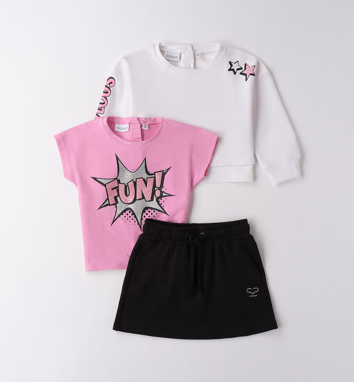 Completo con gonna per bambina BIANCO Sarabanda