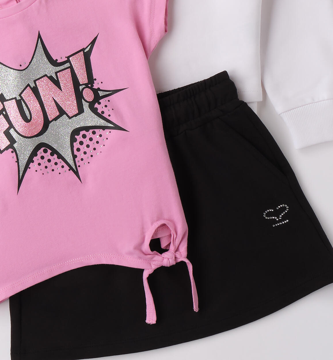 Completo con gonna per bambina BIANCO-0113 - 1040B24600