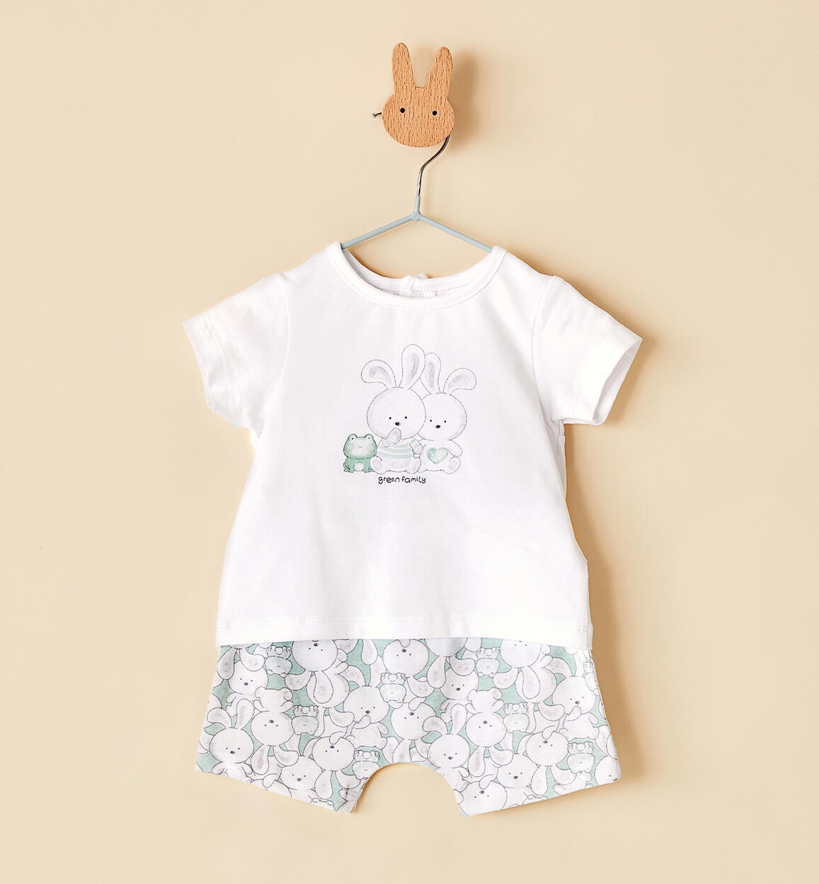 Completo corto neonati coniglietti BIANCO iDO