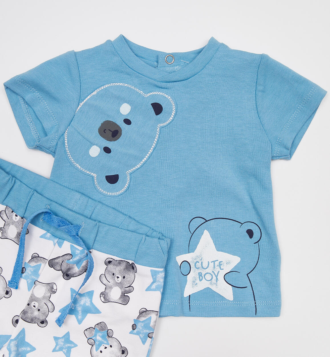iDO short teddy bear outfit from 1 to 24 months AZZURRO-3712 - 0274607800