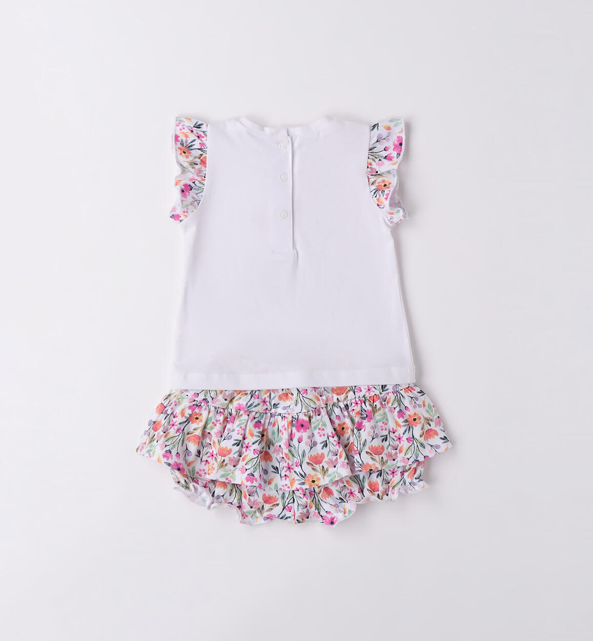 Completo estivo neonata orsacchiotto BIANCO-FUCSIA-6V56 - 0874664900