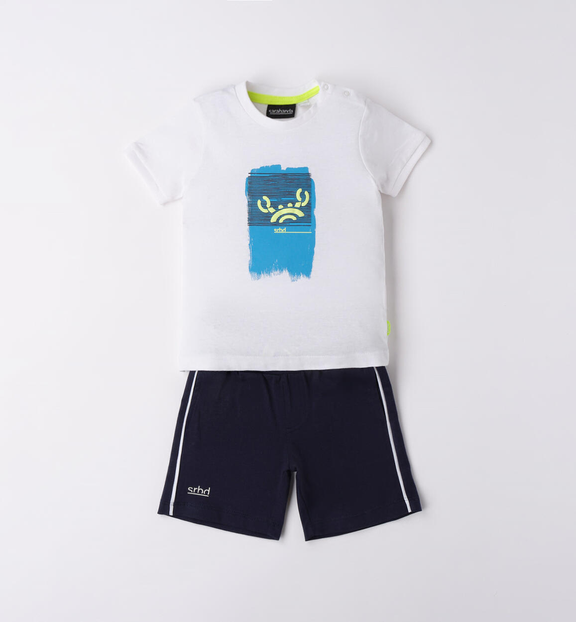 Icon completo estivo bambino T-shirt e shorts bianco blu main image 0