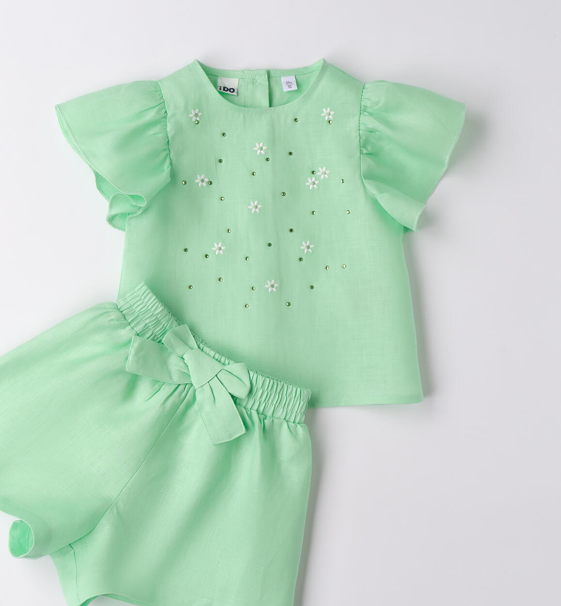 Completo lino bambina VERDE CHIARO-5021 - 1874B55000