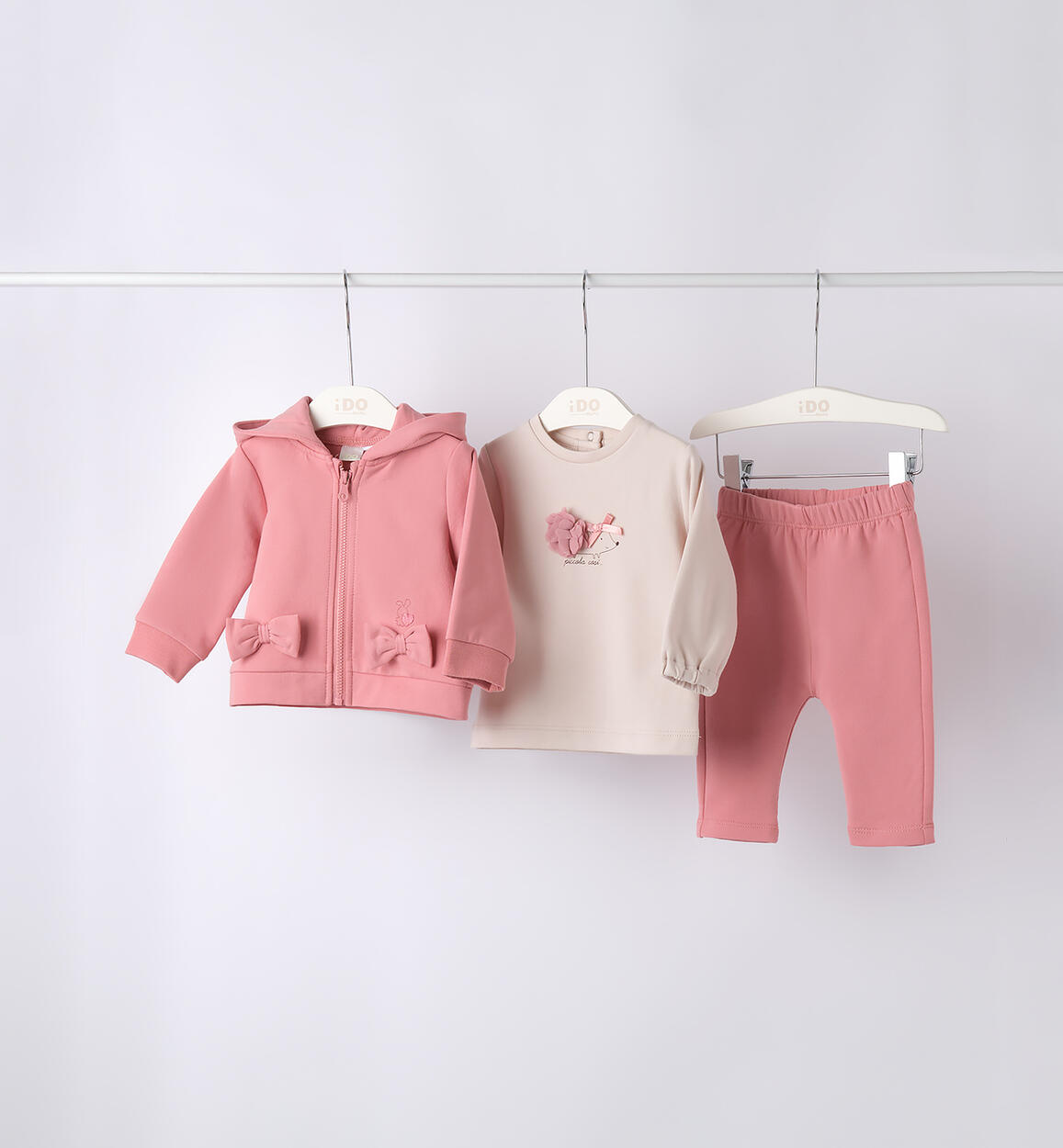 Completo neonata sportivo 3 pezzi ROSA iDO