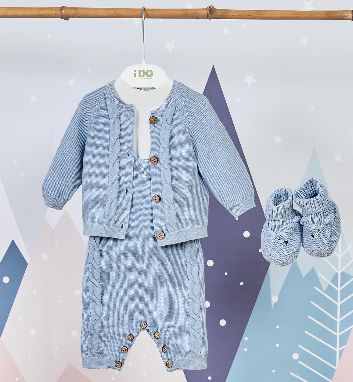 Completo neonato 3 pezzi AZZURRO iDO