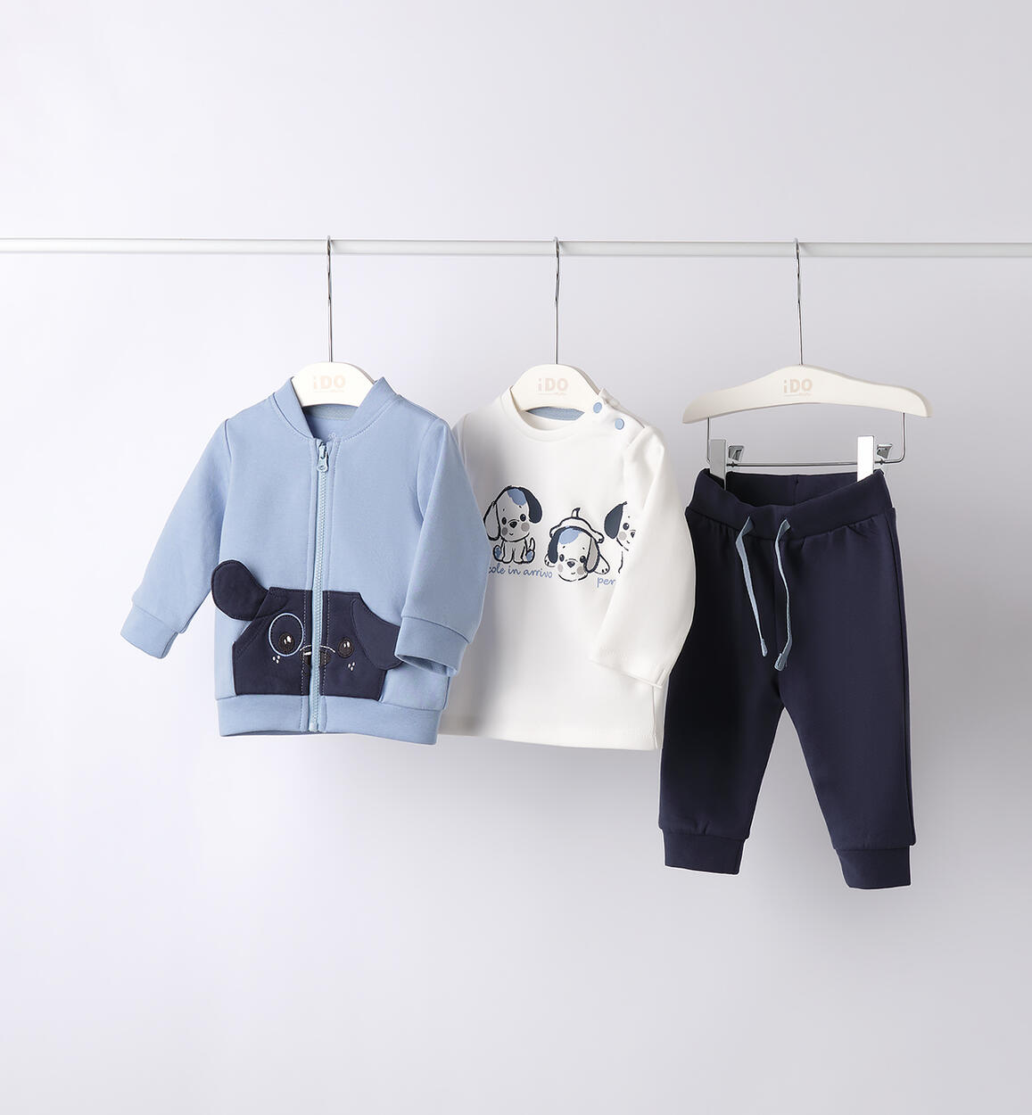 Completo neonato 3 pezzi BLU iDO