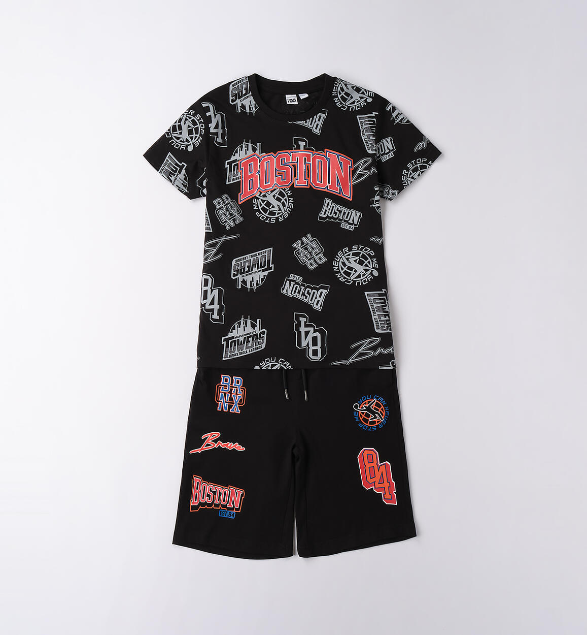 Completo ragazzo in cotone NERO iDO