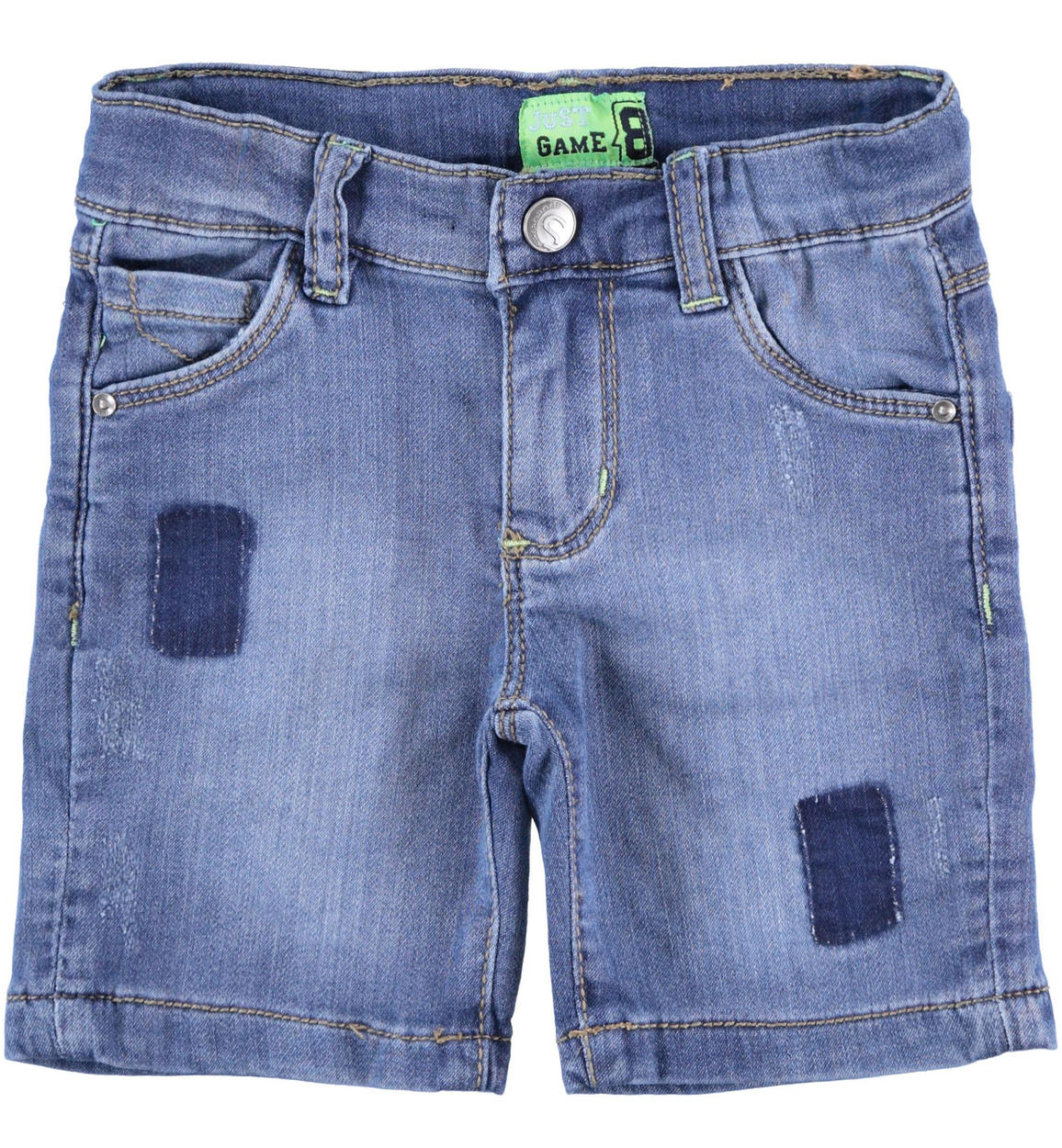 Pantalone corto in denim maglia con toppe per bambino da 6 mesi a 7 anni  Sarabanda - PANTALONI - 6-36 Mesi - Bambino