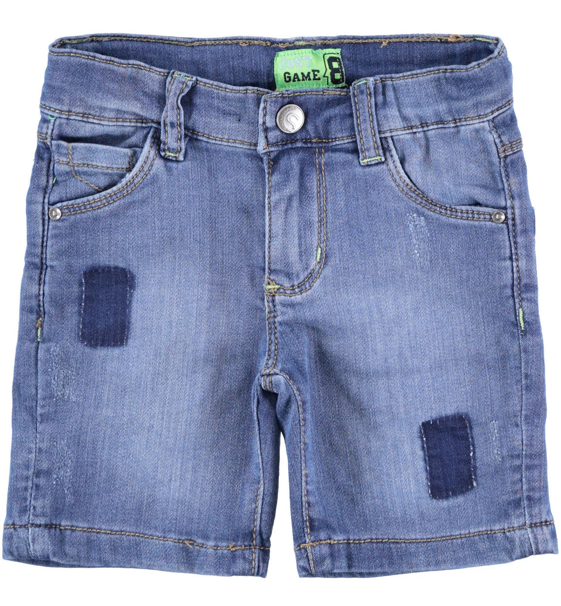 Pantalone corto in denim maglia con toppe per bambino da 6 mesi a 7 anni  Sarabanda