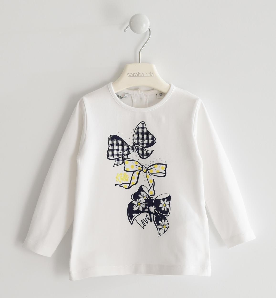Maglietta girocollo con fiocchi per bambina da 6 mesi a 7 anni Sarabanda -  Miniconf Shop
