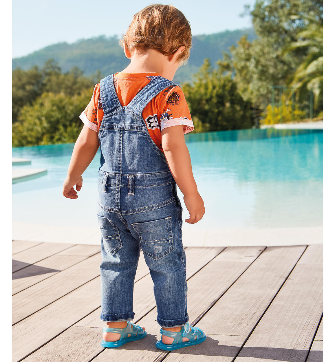 Pantalone corto in denim maglia con toppe per bambino da 6 mesi a 7 anni  Sarabanda - PANTALONI - 6-36 Mesi - Bambino