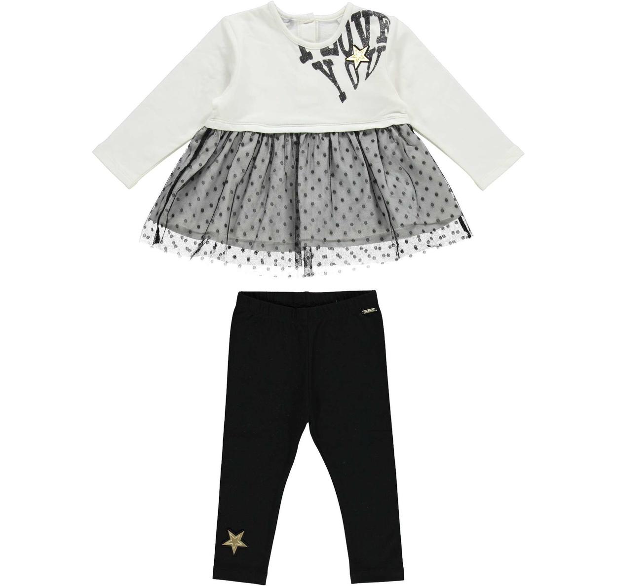 Completo con maglia in tulle jacquard e leggings per bambina da 6 mesi a 7  anni Sarabanda - TUTE \u0026 COMPLETI - A/I - Bambina