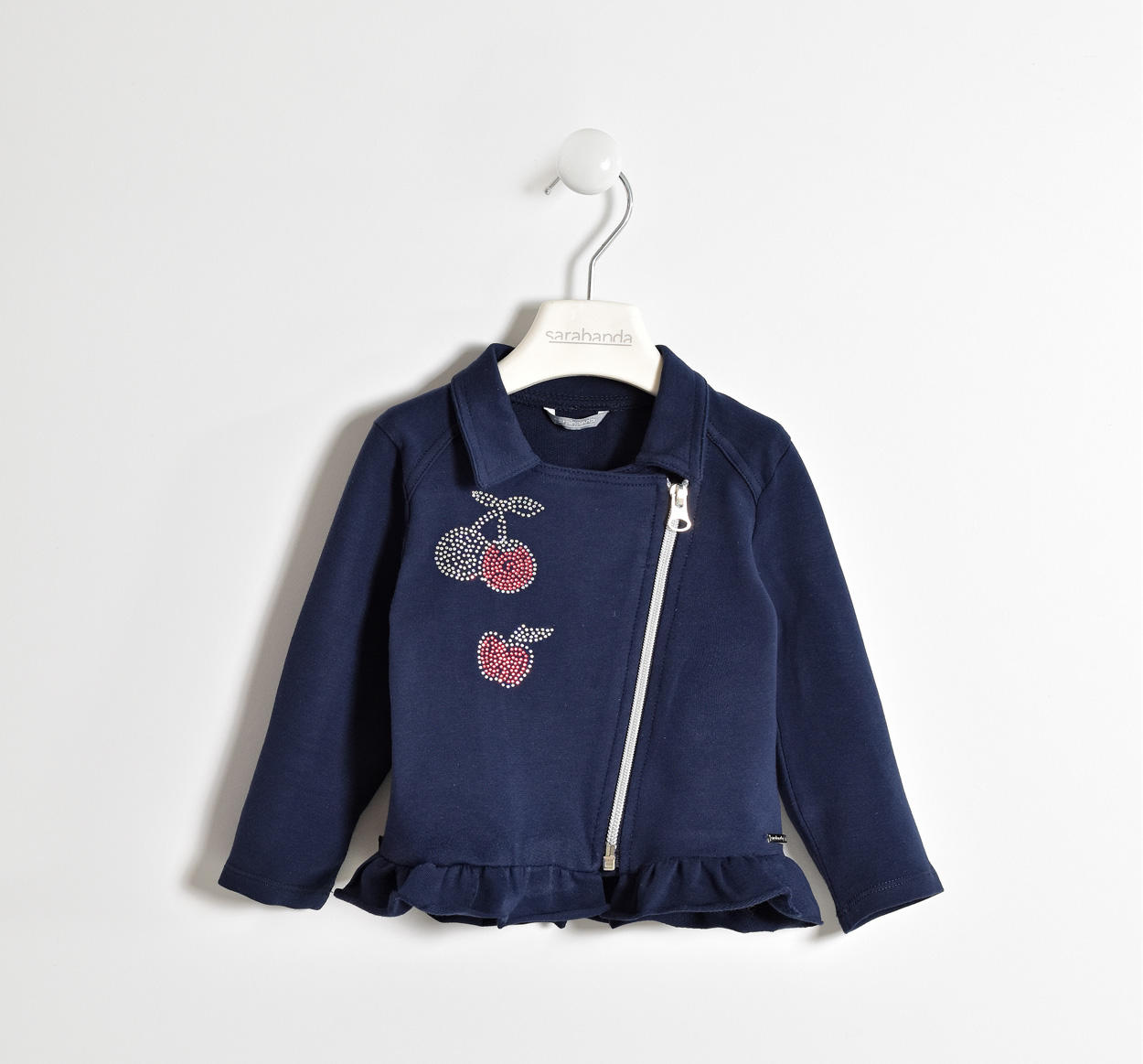 Felpa aperta con ciliegie di strass per bambina da 6 mesi a 7 anni  Sarabanda - Miniconf Shop