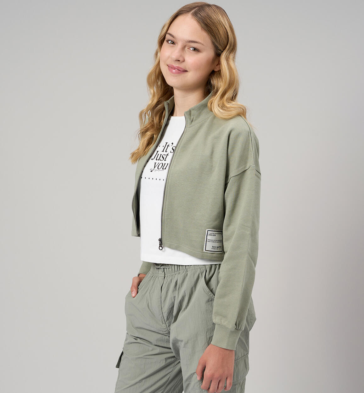 Felpa bambina collo alto VERDE iDO