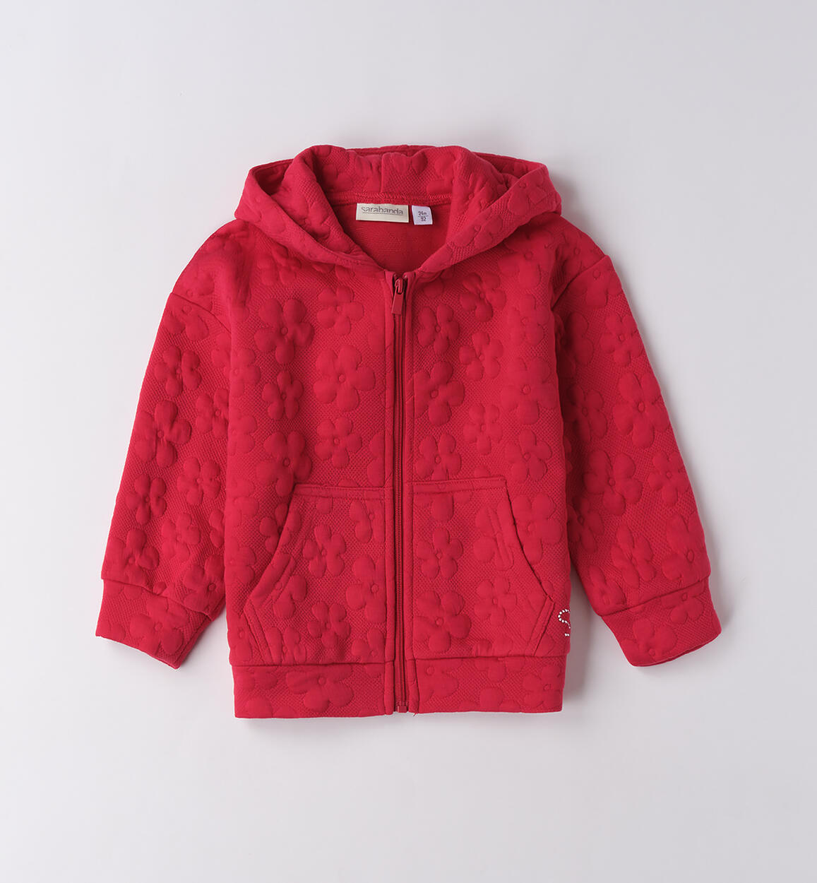 Felpa bambina con cappuccio ROSSO Sarabanda