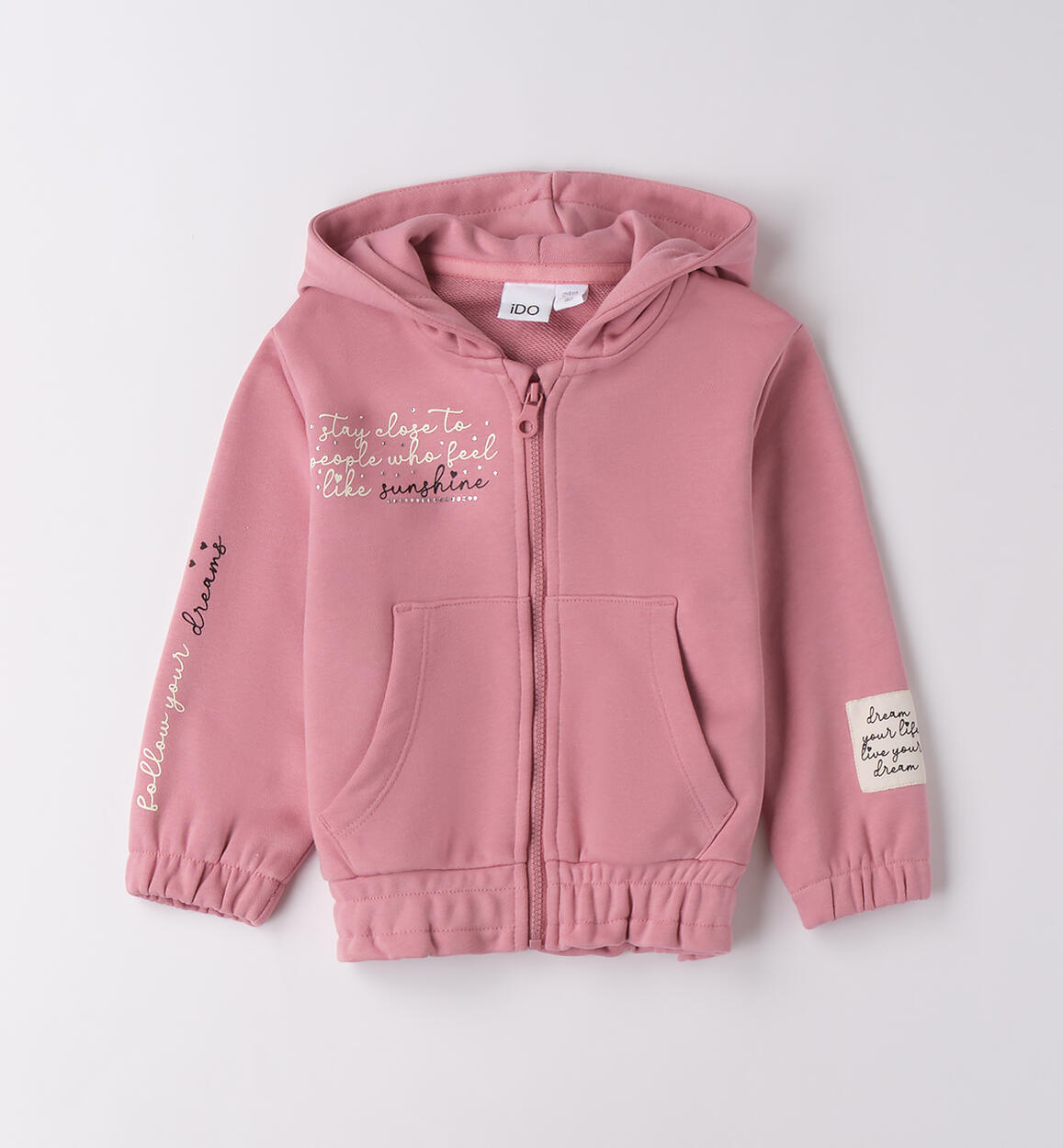 Felpa bambina con cappuccio ROSA iDO