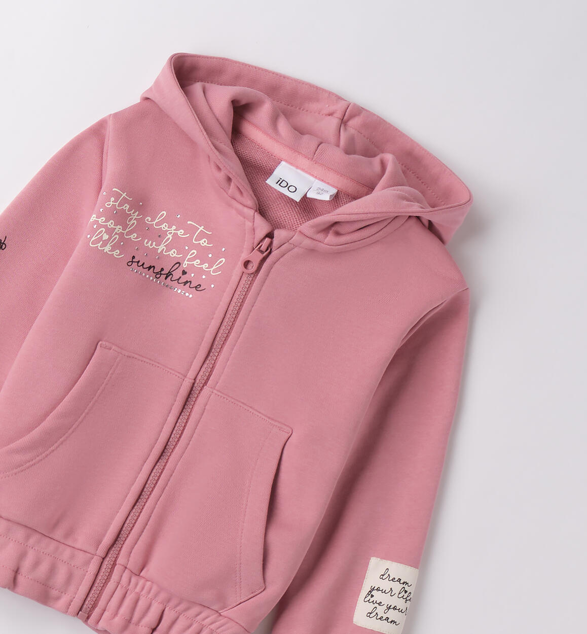 Felpa bambina con cappuccio ROSA ANTICO-2748 - 1484F29600
