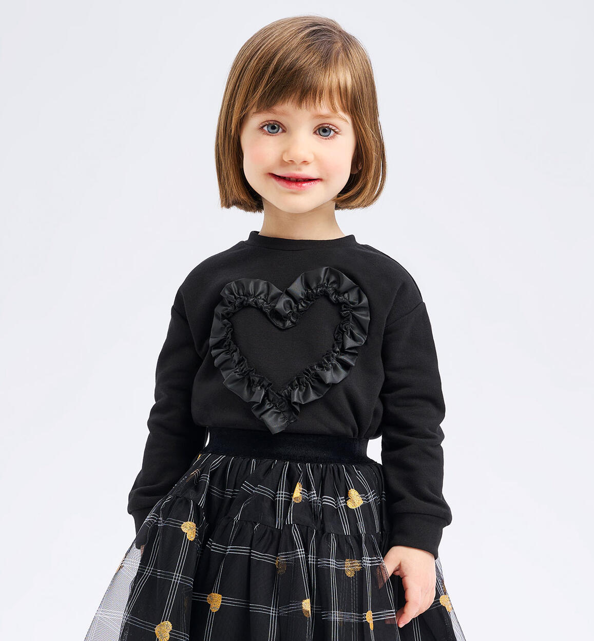 Felpa bambina con cuore NERO Sarabanda